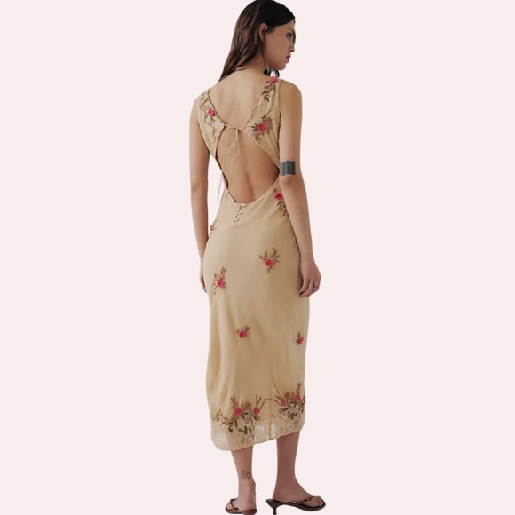 Free People Meet Again Floral Embroidered Midi Dress XS - Picture 3 of 12